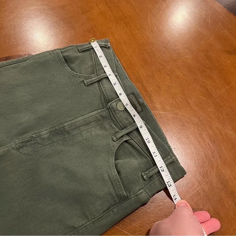 MOTHER‎ Women’s The Hustler Ankle Fray Olive Green 25 High-Rise Raw Hem Flare